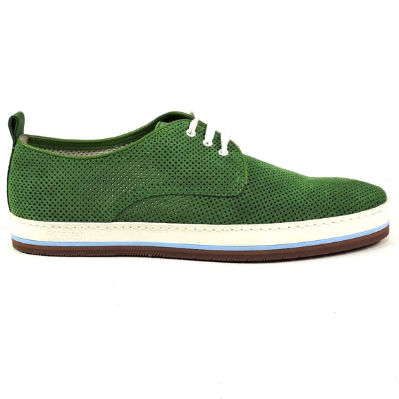 GOODMAN ?? MEN\'S SOFT GREEN SUEDE COMFORT SUMMER OXFORD SHOES